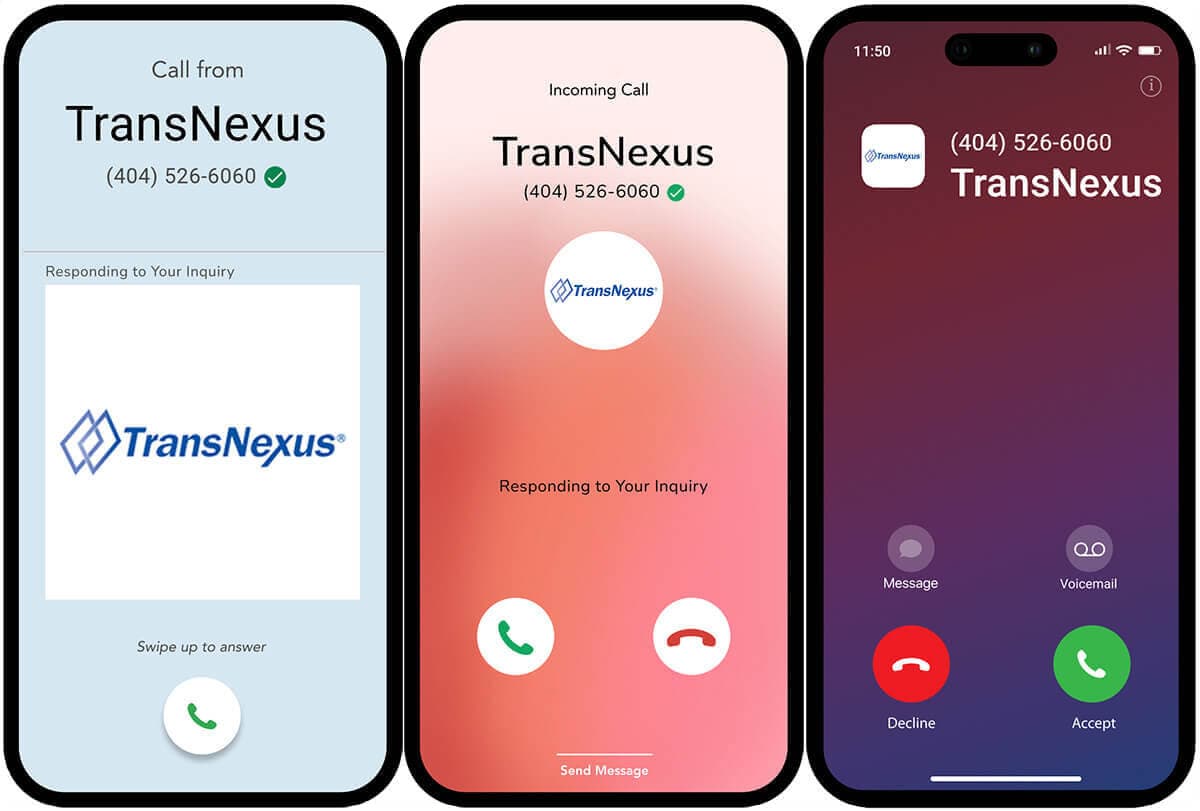 click to view larger image Three branded calling answer screens