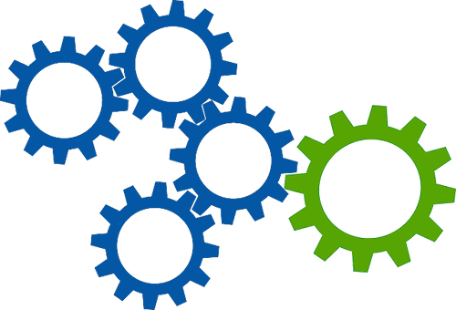 five interconnected gears